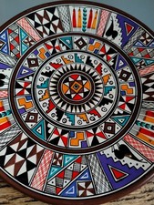 Peruvian Folk Art Clay Plate Pisac Cusco Peru Artisan Raul Quispe Inca Inspired