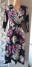 New M&Co FLORAL Slinky/Stretch Multi-Coloured FIT & FLARE DRESS Size 12 NWOT 