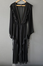 VERY RARE Victoria's Secret Black Ruffled Chiffon Gown/Duster/Robe Size XS/S