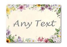Personalised Any Text Floral Watercolour METAL Sign Plaque Indoor Outdoor Garden