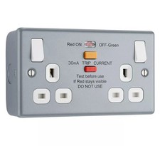 BG MC522ARCD METALCLAD TWIN RCD SWITCH SOCKET 13A 2 GANG (LATCHING / PASSIVE)