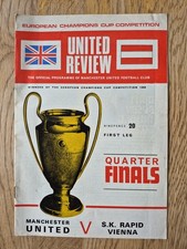 1968/69 Man Utd V Rapid Vienna European Cup Quarter Final Programme Good Cond