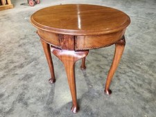 Antique Edwardian round side end lamp table cabriole legs rope edging