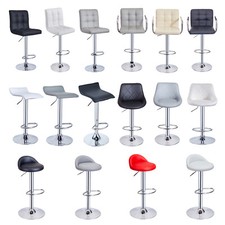 2x Bar Stools Gas Lift Swivel Stools Hub Club Cafe Breakfast Chairs Faux Leather