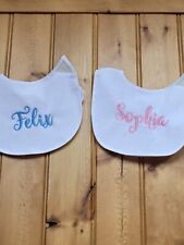 Personalised newborn baby gift  bibs embroidered  any colour New Font