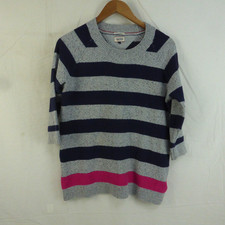 Tommy Hilfiger Denim Cotton Blend Wool Knit Jumper Striped Size Large Ladies