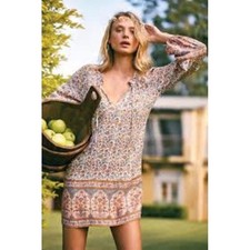 Arnhem Fleetwood Kaftan Mini Dress 10 US 6 Harvest Gold Floral Boho EUC