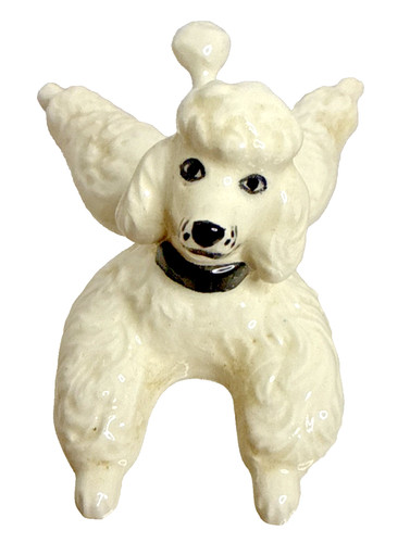 Vintage white ceramic poodle - white,