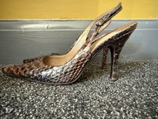 BRUNO MAGLI Italian sling back pointed toe stilettos mock croc leather U.K. 5.5 