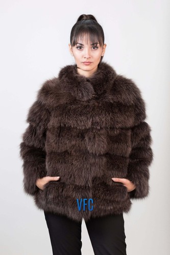 Brown fox fur jacket - fox,