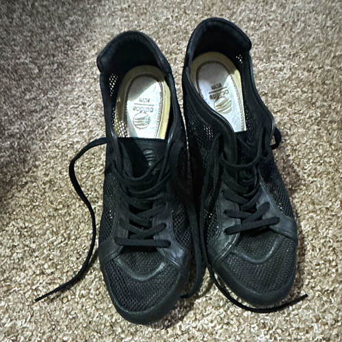 Adidas black mesh wedge - black,