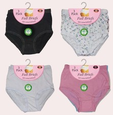 3-12 Pack Ladies Briefs Maxi, 100% Cotton Full Comfort Fit Underwear, Size 10-24