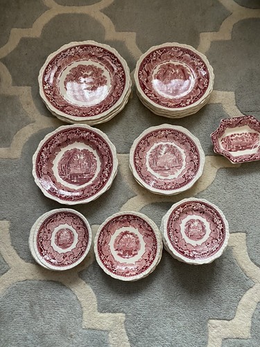 Masons vista red plates bowls - red, plates,