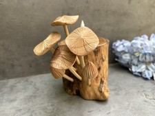 Wooden Mushroom Incense Tealight Holder Wood Root Toadstool Sculpture Ornament