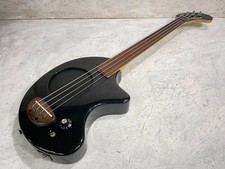 FERNANDES PIE-ZOFL fretless Black W/Gig bag Electric Bass Guitar Used From Japan