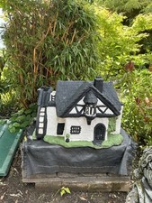 Stone Garden Cute Water Mill House Cottage Statue Ornament
