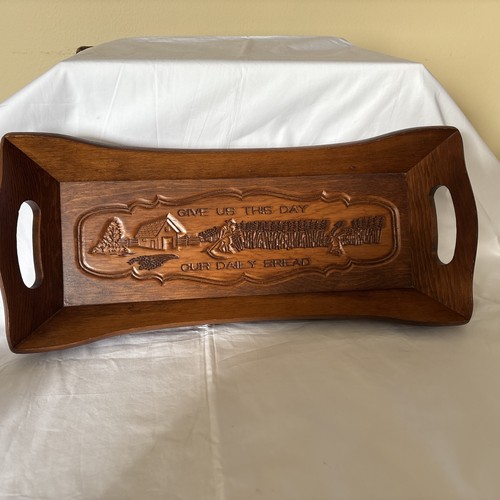 Vtg wooden bread box - wooden, tray