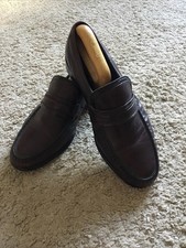 Loake Mens Moccasin Shoes Rome Brown Burgundy Leather UK 7 GC