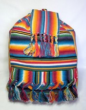 Vintage WOVEN RUCKSACK / BACKPACK - Colourful - Boho, Hippy, Tassels, Drawstring