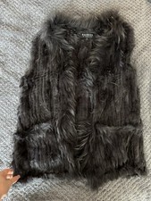 Women’s Natural Rabbit Fur Gilet - Dark Grey – Size S