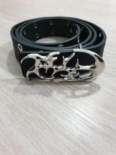 Y2k black eyelet belt silver - black,