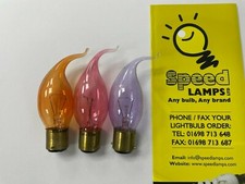 CANDLE BENT TIP FLAME COLOURED PINK VIOLET AMBER 25W 40W BC SBC NEO LAMP