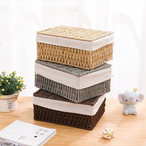 Grey wicker storage - storage, baskets