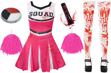 ADULT ZOMBIE CHEERLEADER OUTFIT LADIES HALLOWEEN FANCY DRESS WOMENS COSTUME