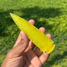 Yellow Selenite Glass Arrowhead | Obsidian-Inspired Spearhead | Crystal Flint