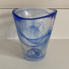 Kosta Boda Sweden Blue Swirl Mine Tumbler UHV Ulrica Hydman-Vallien Art Glass