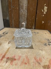 Vintage Cut Glass Lead Crystal Sugar Bowl With Lid Classic Design Decorative