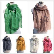 Women Ladies Long Fashion  Dandelio Flower Print Pattern Shawl Scarf  Warp  