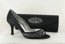 Womens Peep Toe Black Satin