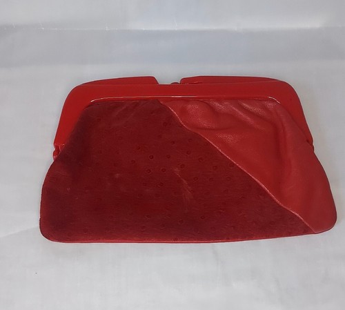 Red genuine lather clutch - genuine,