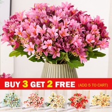 18 Heads Artificial Stargazer Lily Silk Fake Flower Bouquet Home Wedding Decor