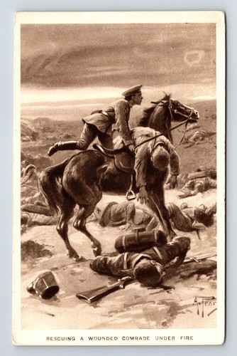 Military postcard rescuing a - postcard:,