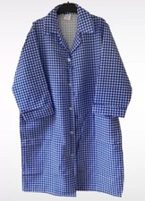 Vintage Ladies Overall  XOS Chest 48” Blue White Gingham Pockets Dinner Lady