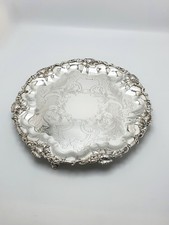 Pretty Antique Silver-Plated Salver with Grape Vine Border – circa 1880