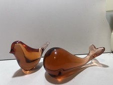 TWO DARK Orange Ornaments Bird