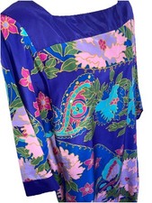 Vtg 80s 90s Oscar De La Renta 4 Swirl Butterfly 🦋 Kaftan Maxi Dress Sz M USA