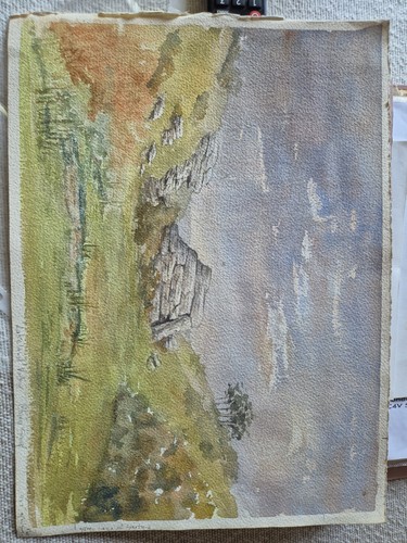 Vintage watercolour lake land - vintage,