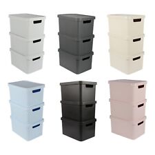Jolie Max (Set of 3) 31L Storage Box with Lid. Large Stackable Container Basket.