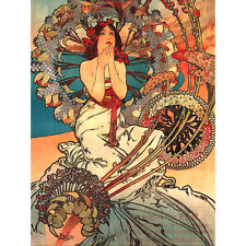 Mucha Art Nouveau Woman Floral Large Wall Art Print 18X24 In