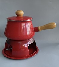 Vintage Red Enamel Fondue Set
