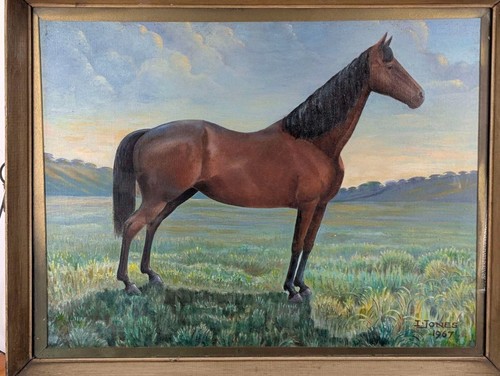 Vintage oil painting bay - oil, a