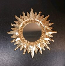 Vintage Gold Sunburst Wall Mirror Gilded Mid Century Sun Mirror Starburst 