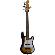 SX 5 String Bass Guitar PB Style 3 Tone Sunburst with Gigbag