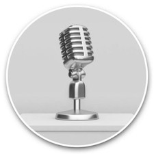 2 x Vinyl Stickers 7.5cm (bw) - Microphone Radio Broadcast  #37236