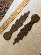 Pair Matching Carved Oak Wood