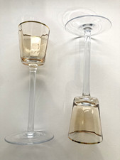 Two Glass Goblet Tealight Candle Holders with Stems 23 cm Tall Tealights Incl.